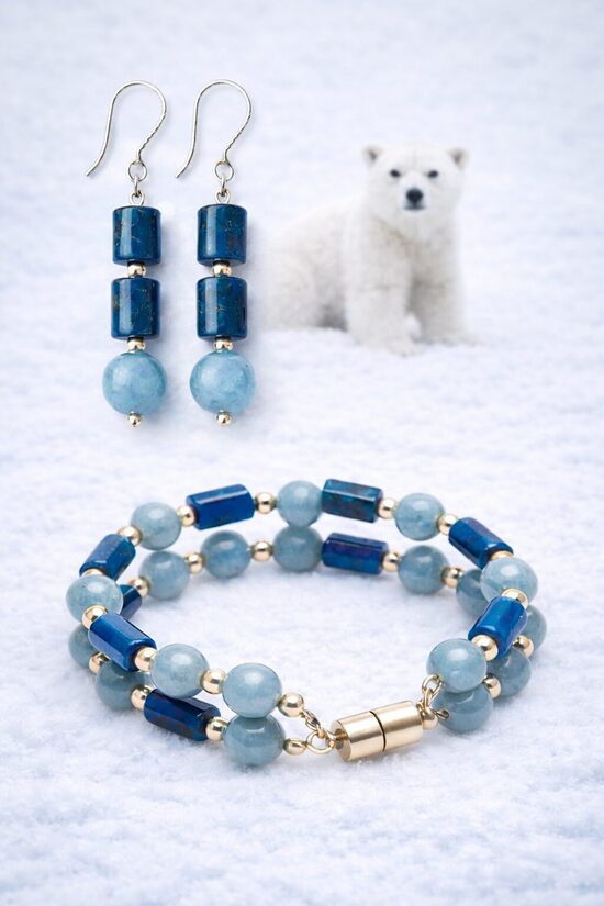 Dabīgo pērļu rotu komplekts "Polārais sapnis"